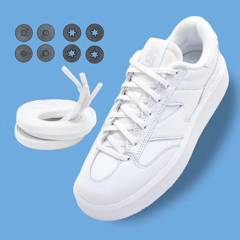 Flat White Lock Laces – No-Tie Elastic Shoelaces