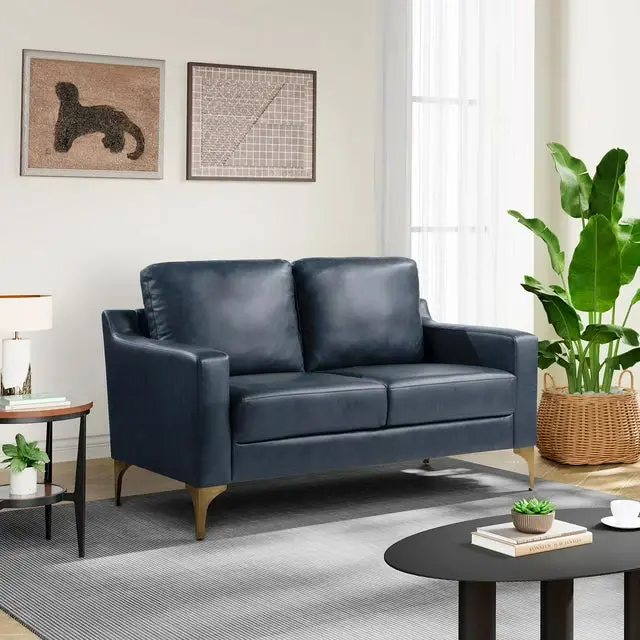 Fleming Faux Leather Loveseat – Compact Two-Seater Sofa
