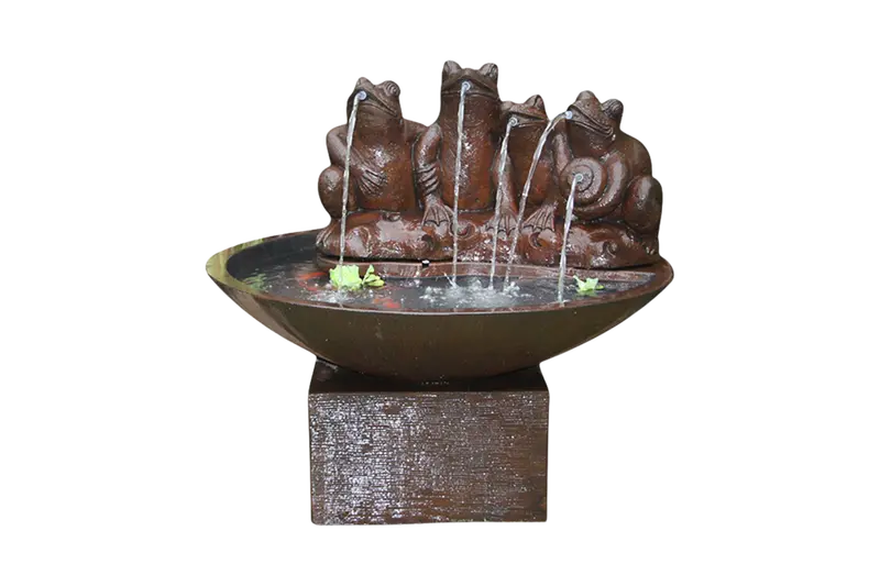 Frogs in the Pond Rust-Effect Outdoor Fountain Sculpture