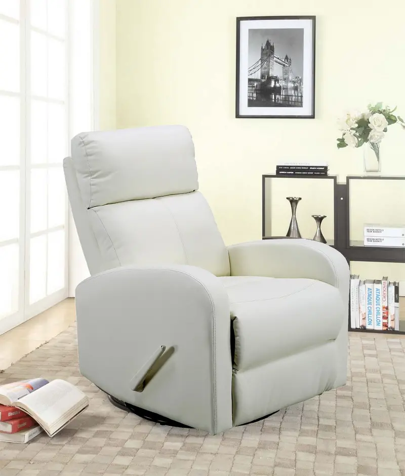 Gina Swivel Glider Recliner in White Finish