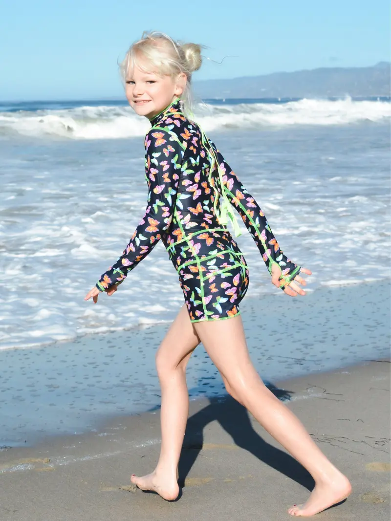 Girls’ Butterfly Short-Sleeve Swimsuit (Final Sale)