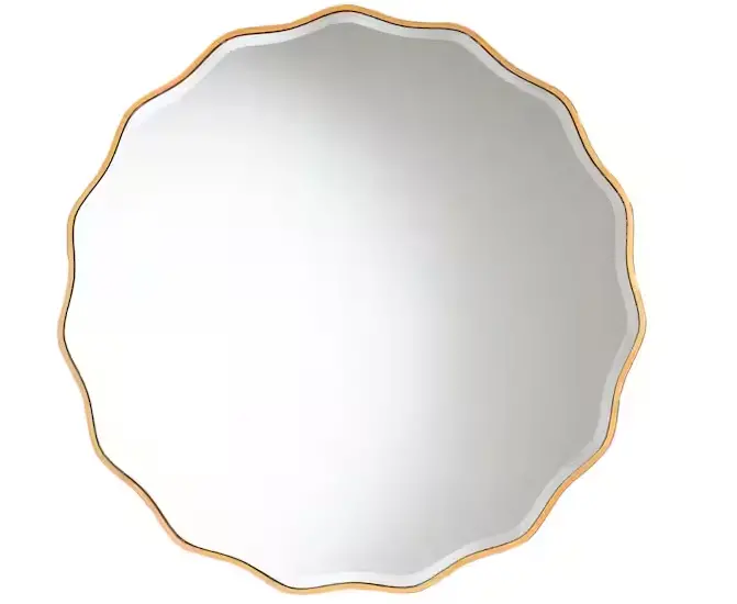 Gold-Finished Round Wall Mirror – 42″ Diameter Framed Statement Piece