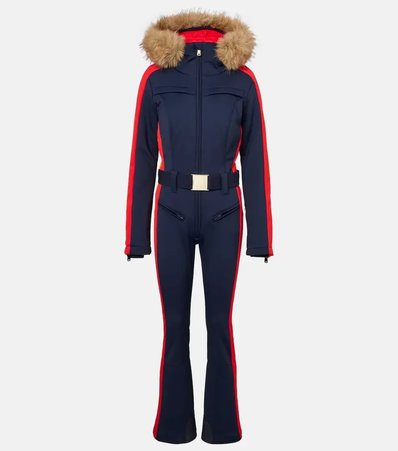 Goldbergh Suvi Women’s Full-Zip Faux-Fur Trimmed Ski Suit – French Blue