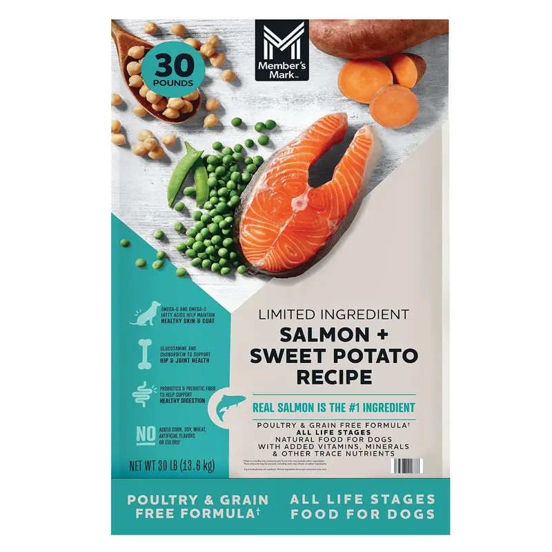 Grain-Free Dry Dog Food – Salmon & Sweet Potato Formula, 30 lb Bag