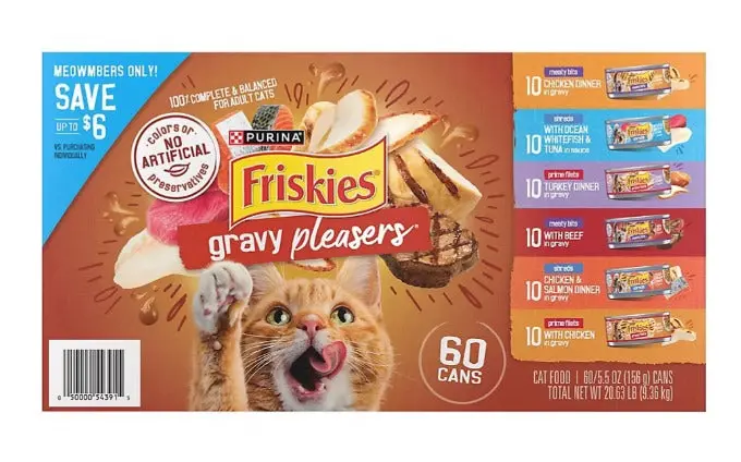 Gravy-Based Wet Cat Food Variety Pack – 60 x 5.5 oz Cans