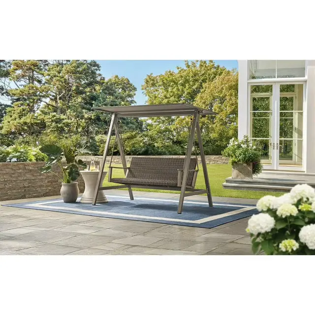 Hampton Canopy Swing – Rustic Outdoor Seating with Shade Cover