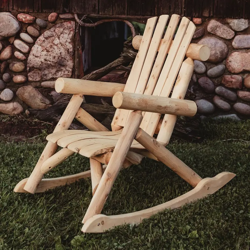 Handcrafted Cedar Log Rocking Chair for Porches