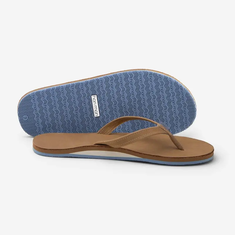 Hari Mari Women’s Fields Flip-Flops – Tan & Dusty Blue