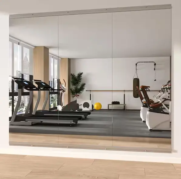 HD Frameless Wall Mirror – 17″ W × 55″ H Gym or Home Fitness Use
