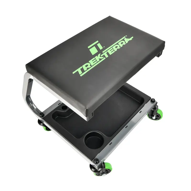 Heavy-Duty Rolling Garage Stool with Back Support