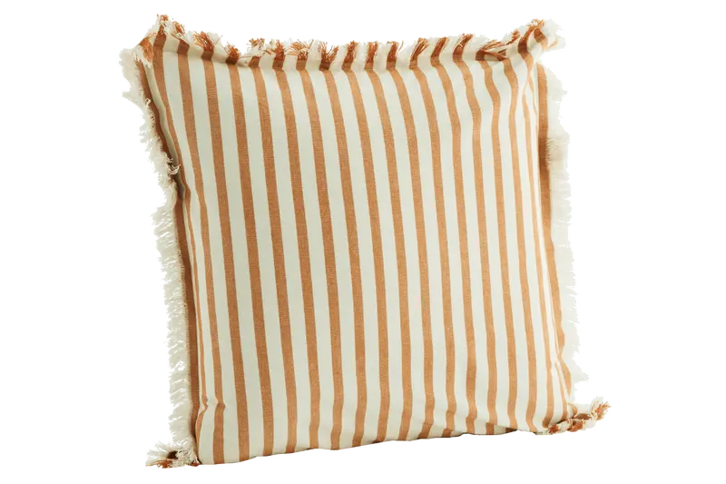 Honey Fringed Striped Pillow Cover – 50 × 50 cm