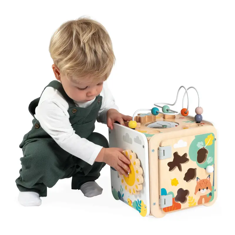 Janod Pure Large Wooden Multi-Activity Cube for Toddlers
