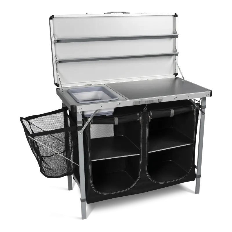 Kampa Chieftain Field Kitchen Stand – Adjustable Stainless Steel Cooking Station