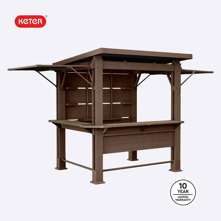 Keter Signature 11′ x 7′ Pine-Style Resin Outdoor Bar Gazebo