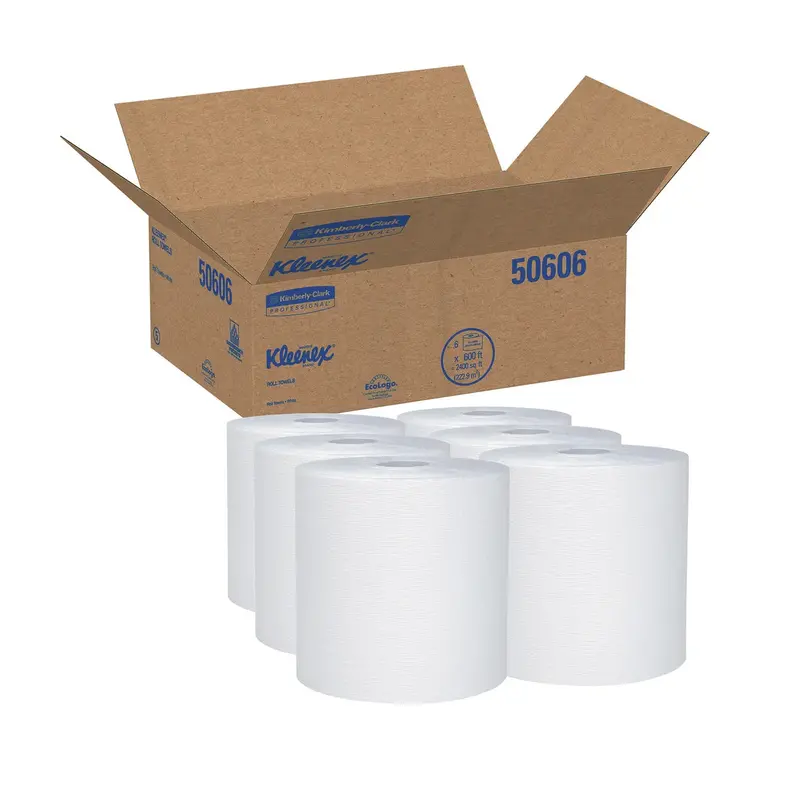 Kleenex Hard Roll Paper Towels – 1-Ply, 600 ft per Roll, 6-Roll Pack