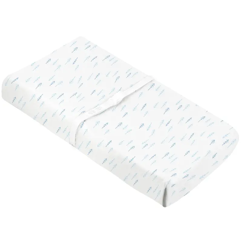 KUSHIES Organic Jersey Fitted Changing Pad Sheet – Blue Arrow Print