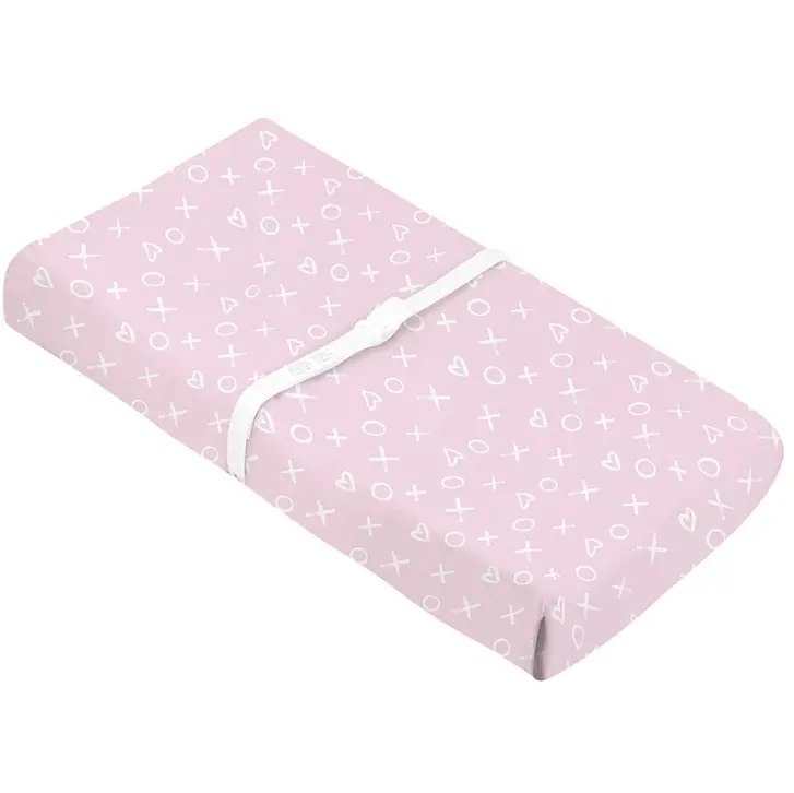 Kushies Pink XO<3 Hooded Changing Pad Cover