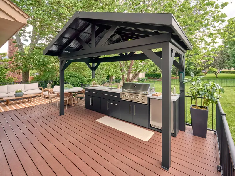 Lancaster Covered Linear Outdoor Kitchen with Integrated Grill