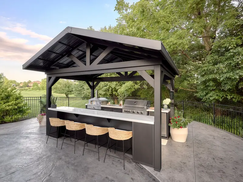 Lancaster Galley-Style Outdoor Kitchen with Grill & Pizza Oven