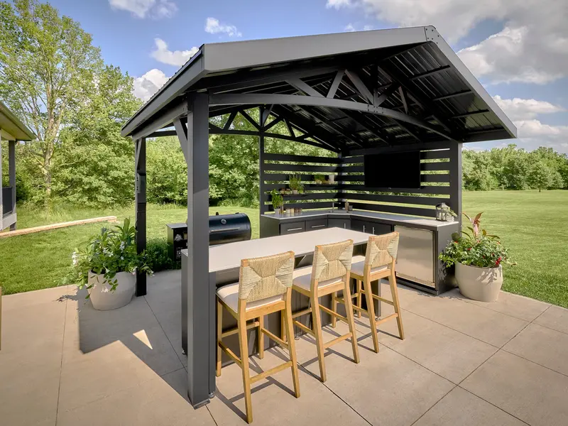 Langston Appliance-Ready Covered Outdoor Kitchen with Sink and Refrigerator Space