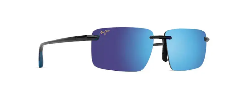 Laulima Sunglasses – Shiny Translucent Dark Grey Frame, Blue Mirror Lenses