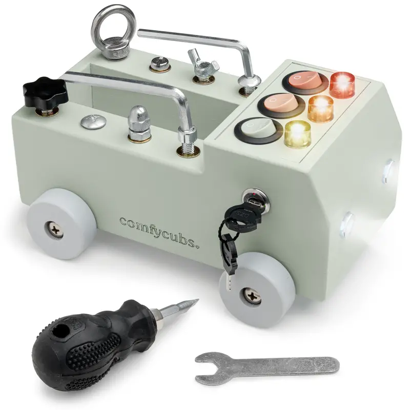 LED-Equipped Busy Board Truck Toy – Sage Color Variant for Toddlers (3 Years & Up)
