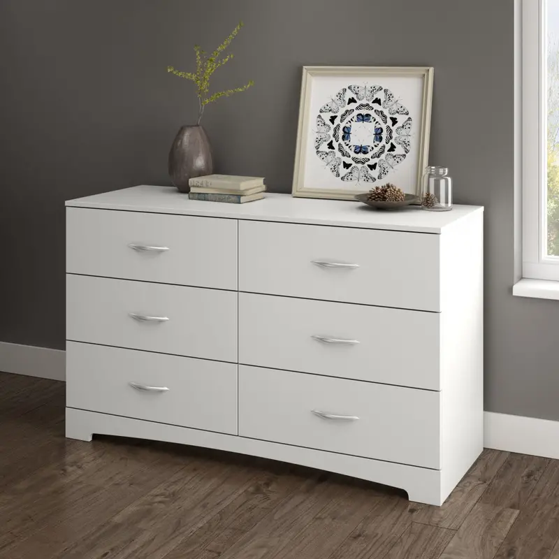 Levie 6-Drawer Dresser in White