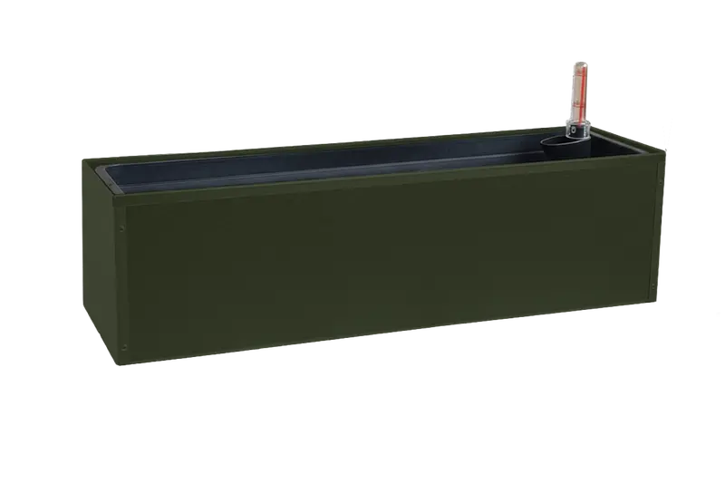 Liva Dark Green Galvanized Planter Box with Self-Watering System – 60/80/100 cm