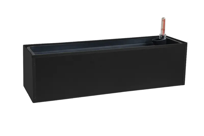 Liva Matte Black Galvanized Planter Box with Self-Watering Feature – 60/80/100 cm