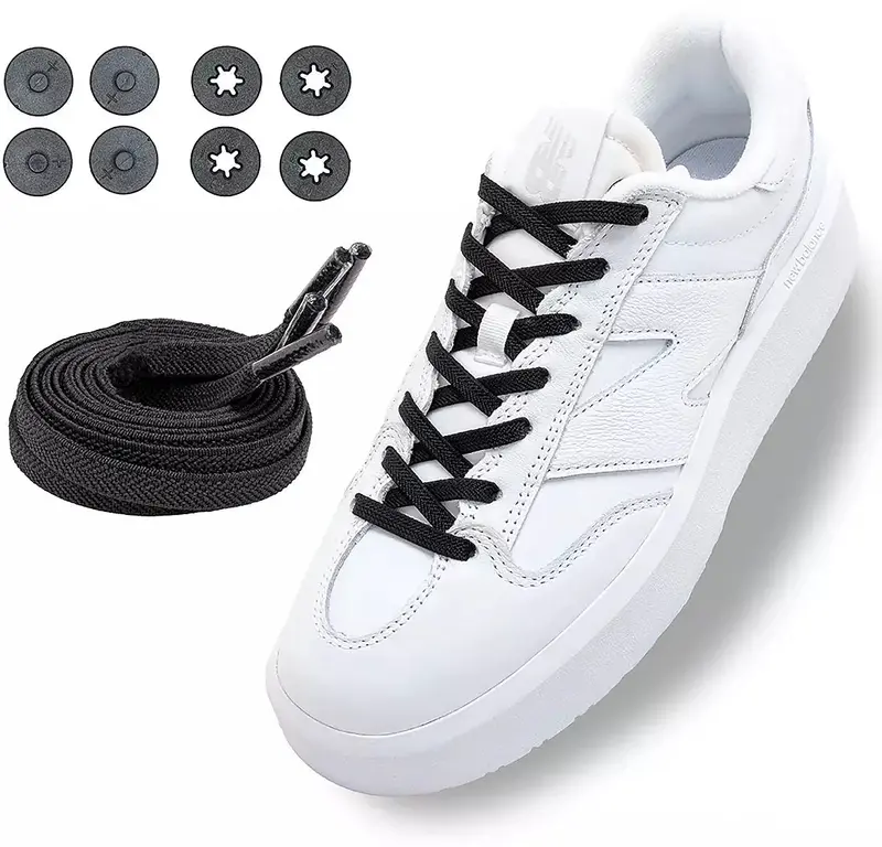 Lock Laces Flat No-Tie Elastic Shoelaces – Black