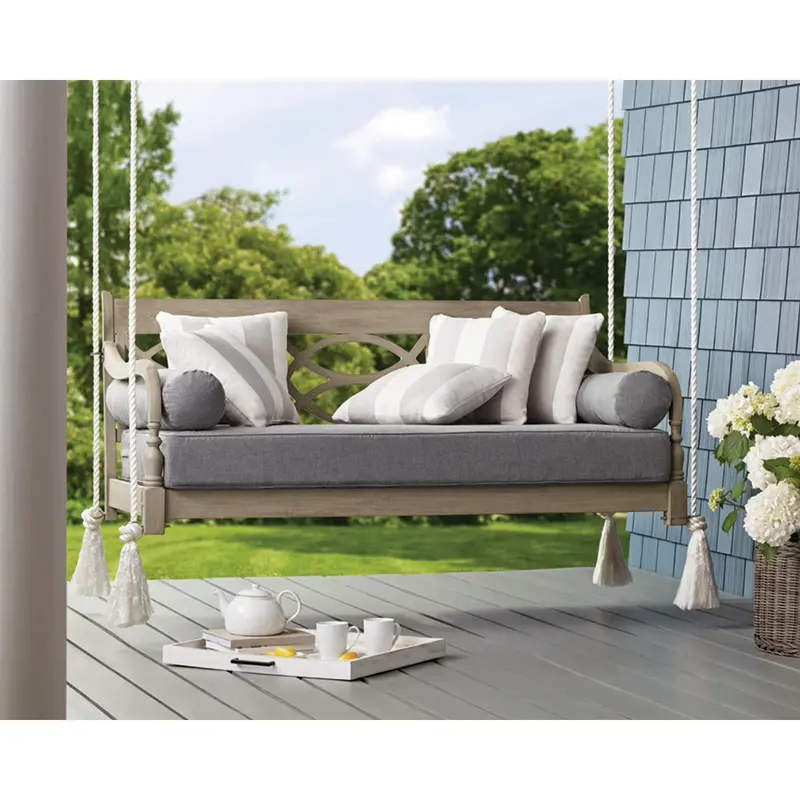 Luxury Estate-Style Daybed Swing with Canopy Support and Cushioned Seating