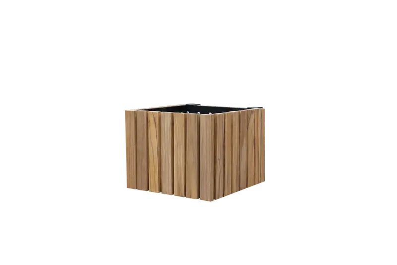Malou Teak Wood Grid Planter Box – 17 × 17 cm