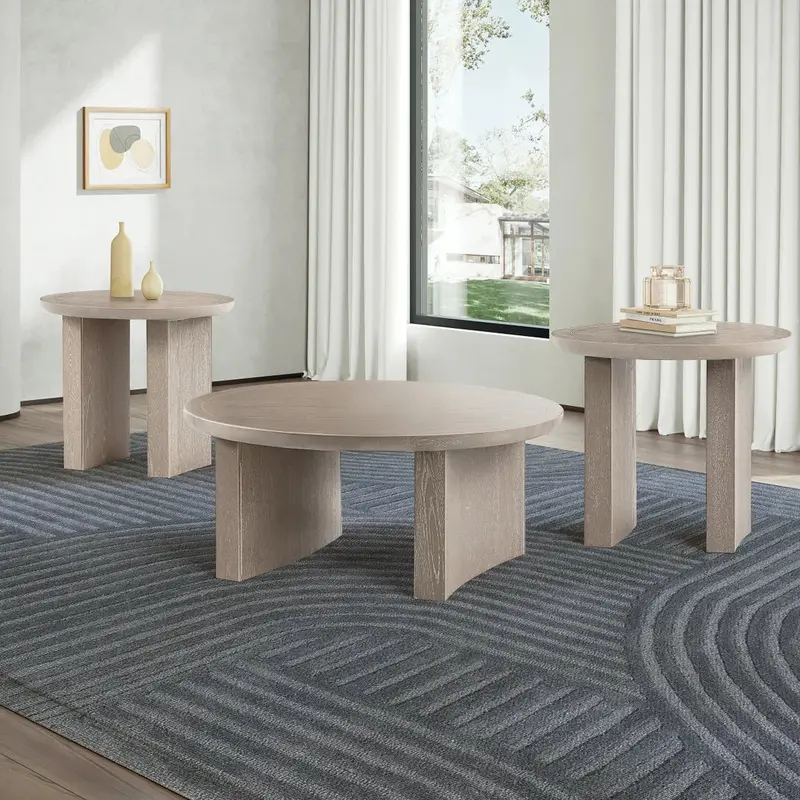 Mandy Living Room Set: Coffee Table + Two Matching Side Tables