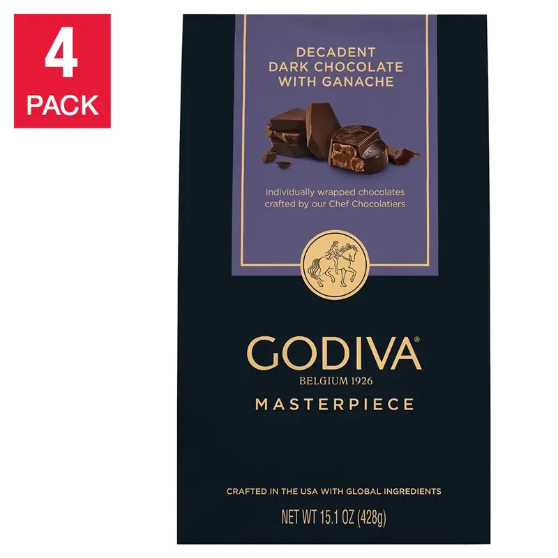 Masterpieces Dark Ganache Chocolates – 15.1 oz Quad-Pack (60.4 oz Total)