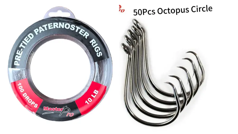 MasterPro 10lb Pre-Tied Paternoster Rigs – 25 Rigs per Spool, 100 Drops + Free Hooks