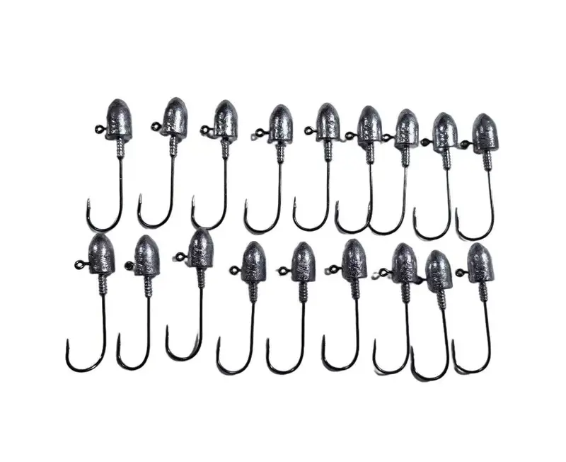 MasterPro 18-Pack 5/0 Bullet Jig Heads – 3/4-Ounce Heavy-Duty Hooks for Snapper, Flathead & Mulloway (Includes 10 Paddle Tails)