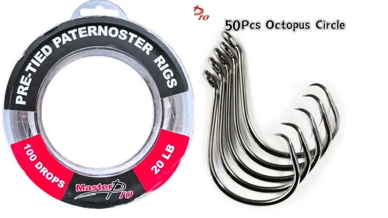 Masterpro 20LB Paternoster Rig Spool – 25 Pre-Tied Rigs, 100 Drops + Free Hooks