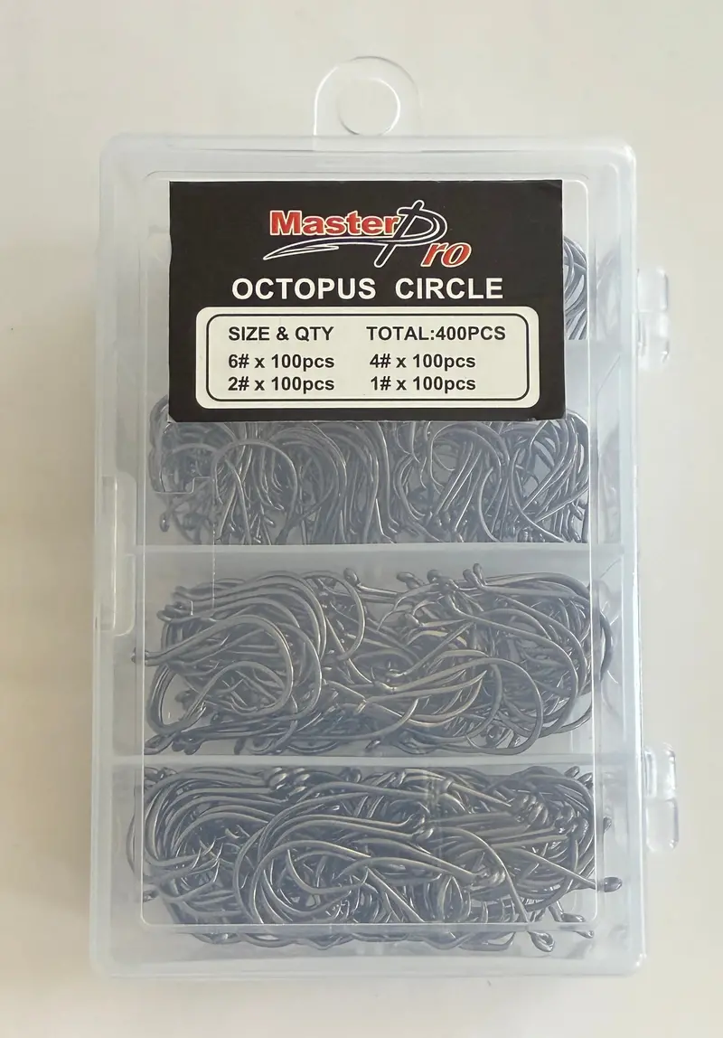 MasterPro 400-Piece Octopus Circle Hook Assortment – Four Sizes Included