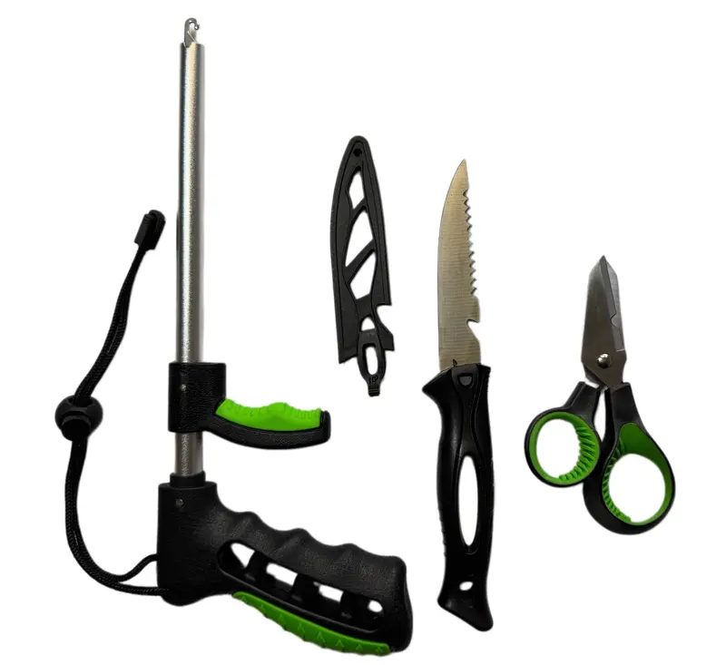 MASTERPRO 5-Inch Multi-Tool Fishing Kit: Dehooker, Fillet Knife, Bait Knife & PE Line Scissors