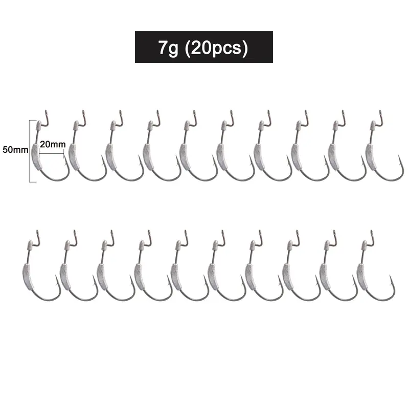 MASTERPRO 7g Weighted Worm Hooks (20-Pack) – Finesse Jig Heads for Bream, Flathead & Bass