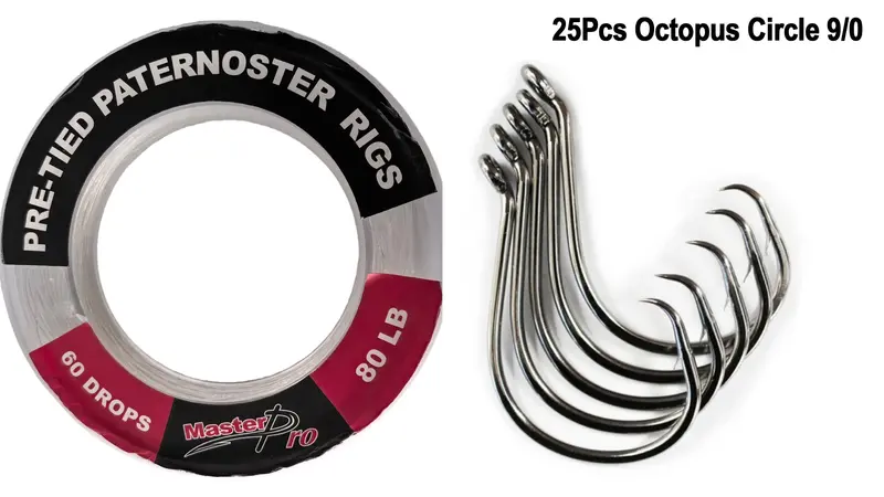 MASTERPRO 80LB Pre-Tied Paternoster Rigs – 60-Drop Heavy-Duty Bottom Fishing System with Complimentary $10 Hooks