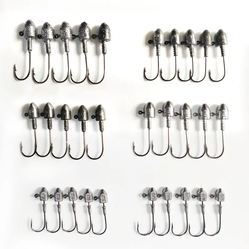 MasterPro Flathead Jig Head Collection – 30-Piece Ball, Chisel & Round Head Set for Soft Plastics