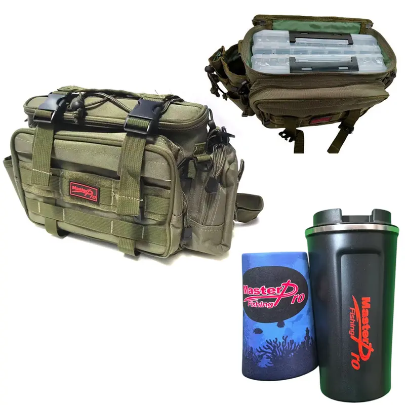 MasterPro Multi-Use Fishing Tackle Bag – Shoulder/Waist Carry with Bonus Hooks