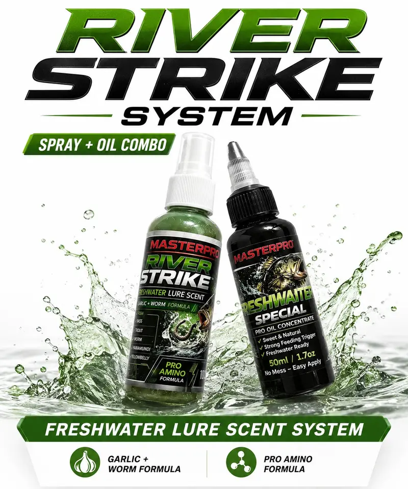 MASTERPRO River Strike Scent System – Freshwater Lure Enhancer (Spray + Oil)