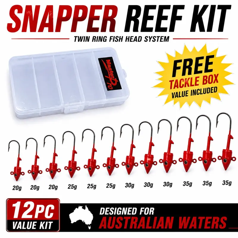 MASTERPRO Snapper & Reef Twin-Ring Jighead Kit – Offshore Soft Plastic Hook System