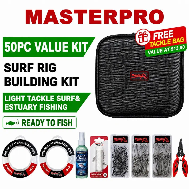 MASTERPRO Surf Fishing Gang Hook Rig Kit – Fully Assembled, Ready-to-Fish ($105+ Value)