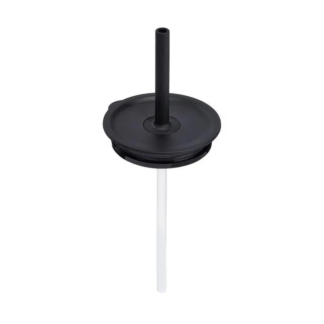 Medium Press-In Straw Lid – Sleek Black Finish