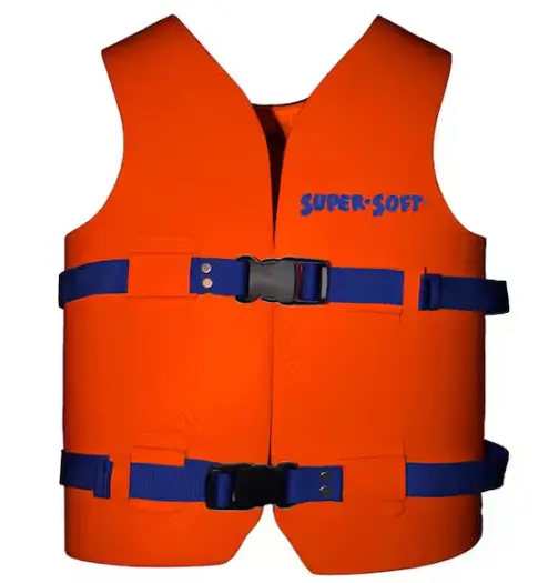Medium Sunset Orange Child Life Vest – Super-Soft Vinyl, USCG-Certified