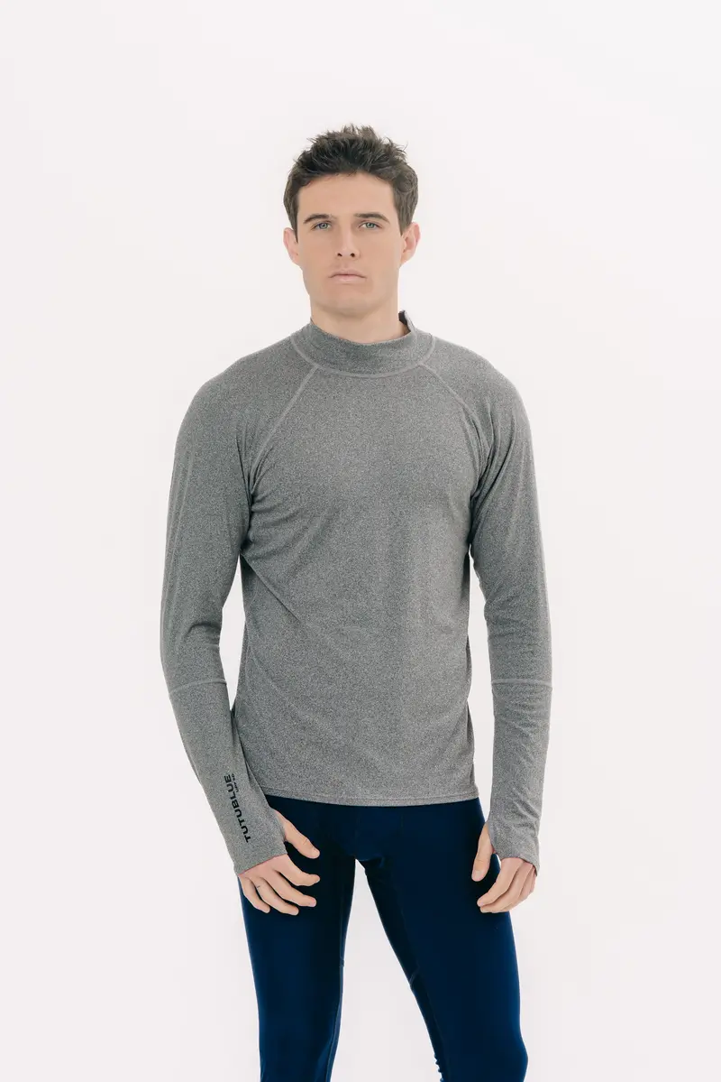 Men’s Brushed-Finish Pullover Rash Guard in Charcoal