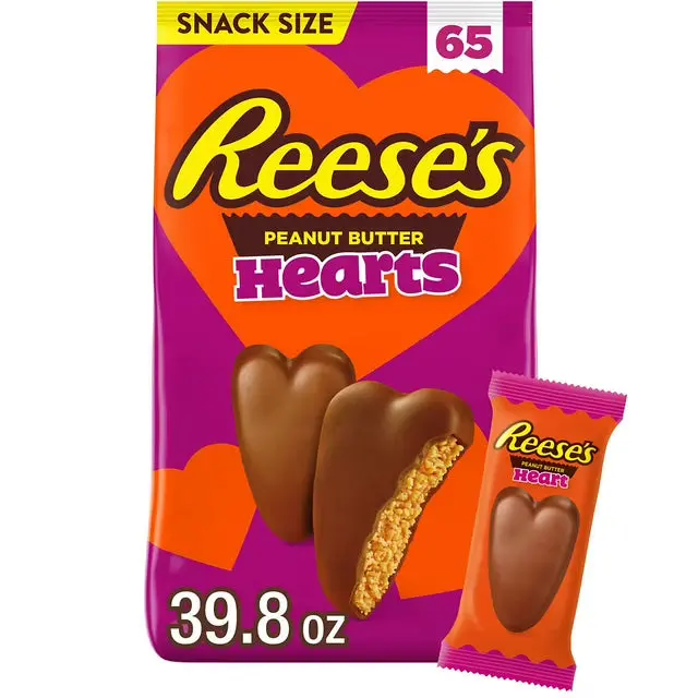 Milk Chocolate Peanut Butter Hearts – 65-Piece Valentine Pack